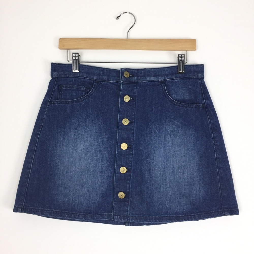 Express‎ Jeans Button Down Short Denim Skirt